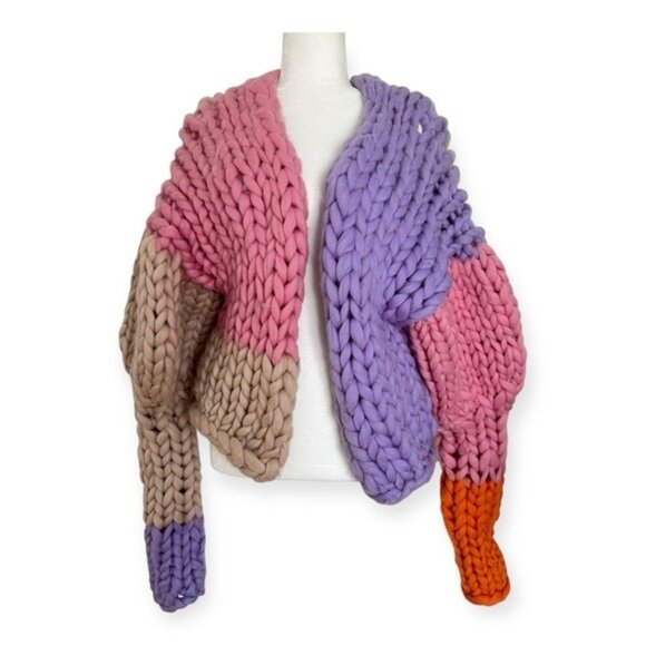 Handmade Merino Wool Colossal Knit Multicolor Oversized Sweater